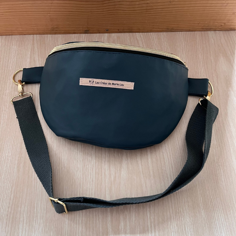 sac banane demi lune bleu pétrole